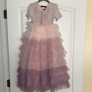 Elegant Pink and Purple Layered Kids Formal Dress. For wedding or party
